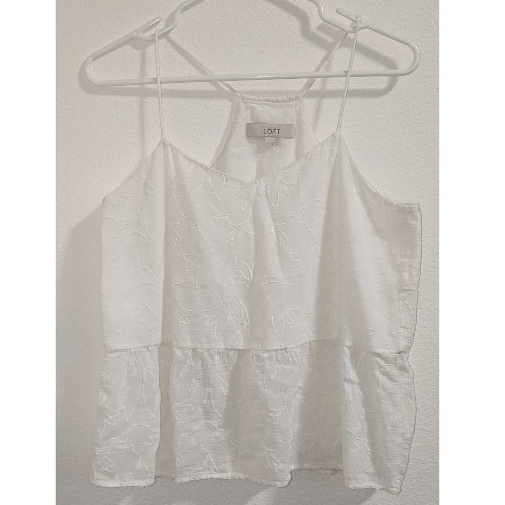 LOFT Floral Peplum Top Sz S EUC